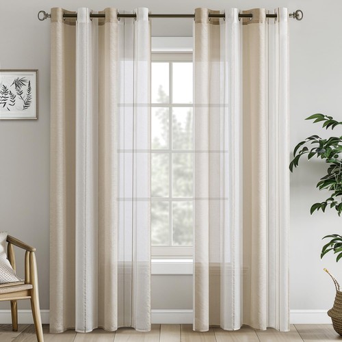 Vorhänge ösen beige weiss - vorhänge,